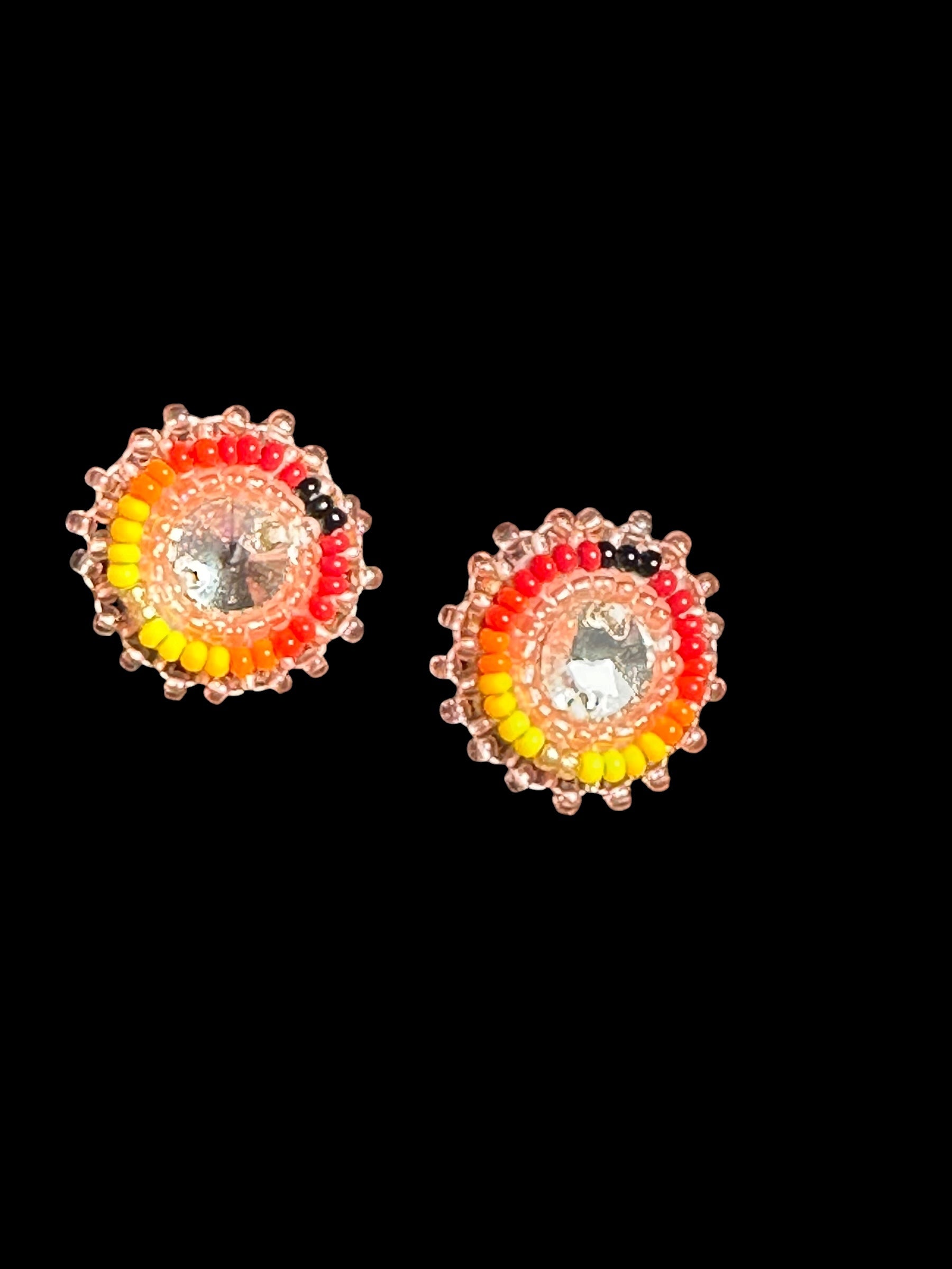 Red-Orange round earrings